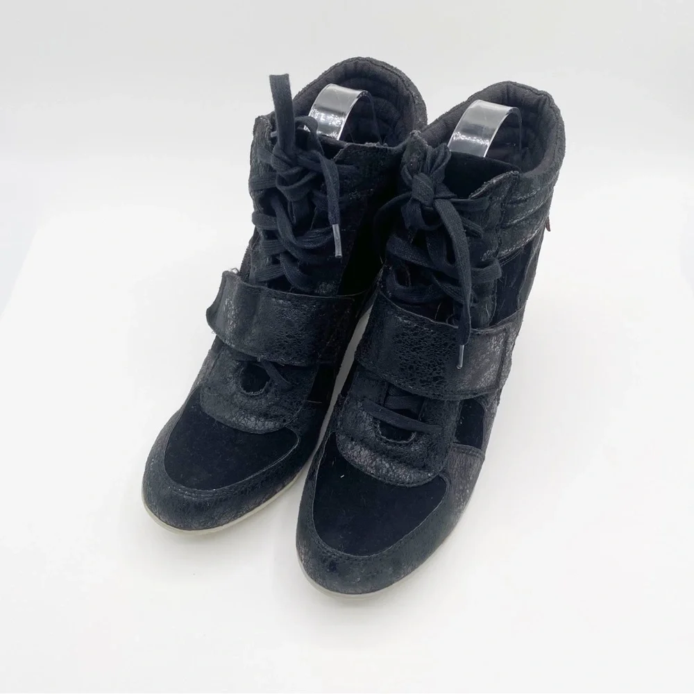 Big Buddha Wedge Strappy Shoes Black Bootie Like Size 10M - Picture 3 of 12